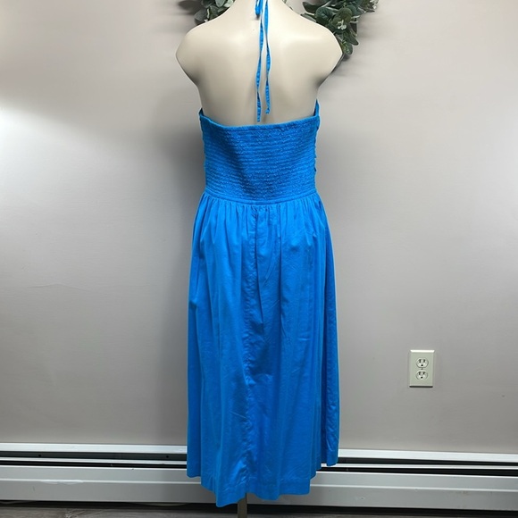 NWOT LOFT Keyhole Halter Midi Dress Turquoise 10P - Picture 4 of 16